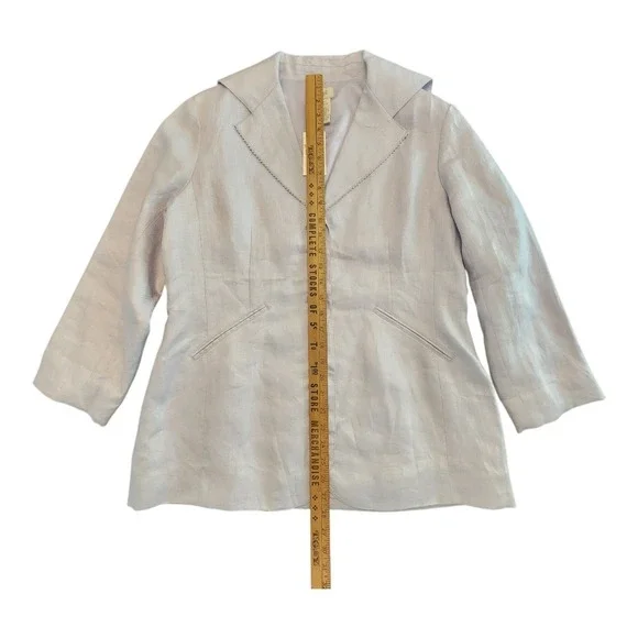 J. JILL 100% Linen Pastel Lilac Light Lined Blazer Coat Jacket‎ Top Size SZ 14 P - Picture 4 of 8